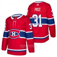 Camiseta Hockey Montreal Canadiens 31 Carey Price Autentico Primera 2018 Rojo