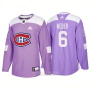 Camiseta Hockey Montreal Canadiens 6 Shea Weber Autentico 2018 Fights Cancer Violeta