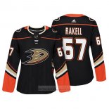 Camiseta Hockey Mujer Anaheim Ducks 67 Rickard Rakell Autentico Jugador Negro