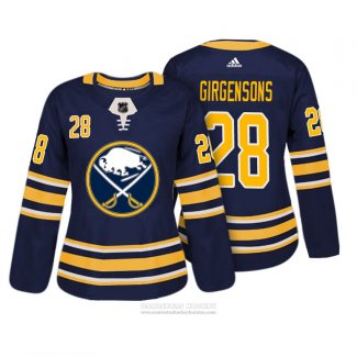 Camiseta Hockey Mujer Buffalo Sabres 28 Zemgus Girgensons Autentico Jugador Azul