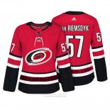 Camiseta Hockey Mujer Carolina Hurricanes 57 Trevor Van Riemsdyk Autentico Jugador Rojo