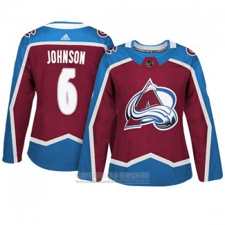 Camiseta Hockey Mujer Colorado Avalanche 6 Erik Johnson Primera Adizero Jugador Maroon