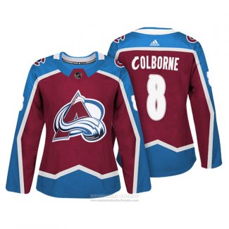 Camiseta Hockey Mujer Colorado Avalanche 8 Joe Colborne Autentico Jugador Maroon