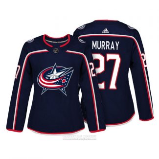 Camiseta Hockey Mujer Columbus Blue Jackets 27 Ryan Murray Autentico Jugador Azul