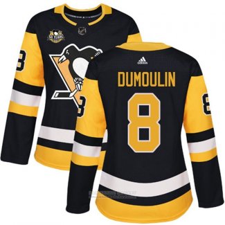 Camiseta Hockey Mujer Pittsburgh Penguins 8 Brian Dumoulin 50 Aniversario Primera Premier Negro