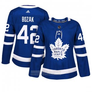 Camiseta Hockey Mujer Toronto Maple Leafs 42 Tyler Bozak Primera Adizero Jugador Azul