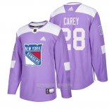 Camiseta Hockey New York Rangers Paul Carey 2018 Fights Cancer Violeta