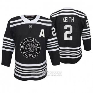 Camiseta Hockey Nino Chicago Blackhawks Duncan Keith Premier Alterno Negro