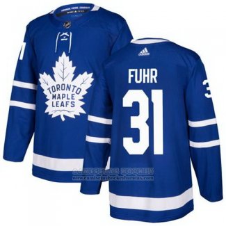 Camiseta Hockey Nino Toronto Maple Leafs 31 Grant Fuhr Azul Primera Autentico Stitched