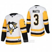 Camiseta Hockey Pittsburgh Penguins 3 Olli Maatta Segunda Autentico Jugador Blanco