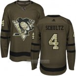 Camiseta Hockey Pittsburgh Penguins 4 Justin Schultz Salute To Service 2018 Verde