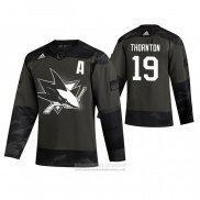 Camiseta Hockey San Jose Sharks Joe Thornton 2019 Dia De Los Veteranos Camuflaje