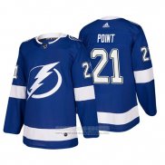 Camiseta Hockey Tampa Bay Lightning Brayden Point Primera Autentico Jugador Azul