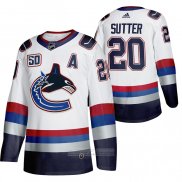 Camiseta Hockey Vancouver Canucks Brandon Sutter 50 Aniversario Vintage Blanco