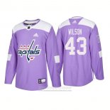 Camiseta Hockey Washington Capitals 43 Tom Wilson Autentico 2018 Fights Cancer Violeta