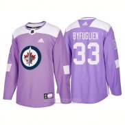 Camiseta Hockey Winnipeg Jets 33 Dustin Byfuglien Autentico 2018 Fights Cancer Violeta