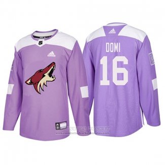 Camiseta Hockey Arizona Coyotes Max Domi 2018 Fights Cancer Violeta