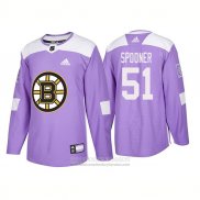 Camiseta Hockey Boston Bruins Ryan Spooner Autentico 2018 Fights Cancer Violeta