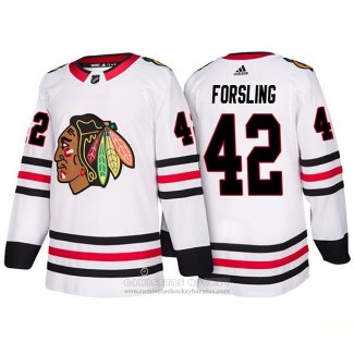 Camiseta Hockey Chicago Blackhawks 42 Gustav Forsling 2018 Blanco