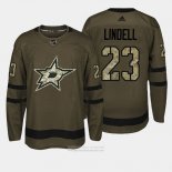 Camiseta Hockey Dallas Stars 23 Esa Lindell Verde Salute To Service