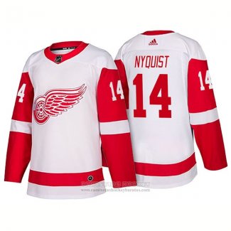 Camiseta Hockey Detroit Red Wings 14 Gustav Nyquist New Outfitted 2018 Blanco