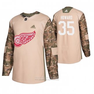 Camiseta Hockey Detroit Red Wings Jimmy Howard Dia De Los Veteranos Camuflaje