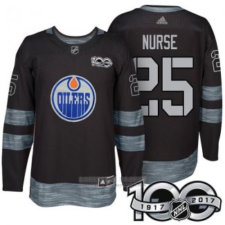 Camiseta Hockey Edmonton Oilers 25 Darnell Nurse 2017 100 Aniversario Negro