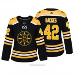 Camiseta Hockey Mujer Boston Bruins 42 David Backes Bruins Autentico Jugador Negro