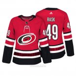 Camiseta Hockey Mujer Carolina Hurricanes 49 Victor Rask Autentico Jugador Rojo