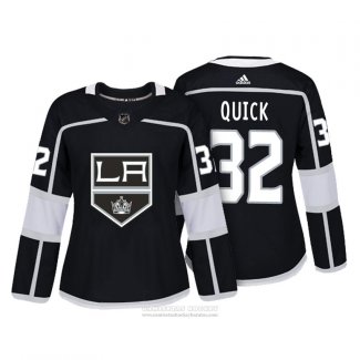 Camiseta Hockey Mujer Los Angeles Kings 32 Jonathan Quick Autentico Jugador Negro