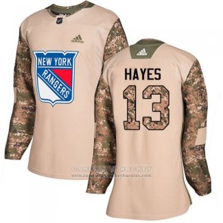 Camiseta Hockey Mujer New York Rangers 13 Kevin Hayes Autentico 2017 Dia De Los Veteranos Stitched Camuflaje