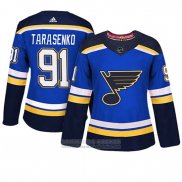 Camiseta Hockey Mujer St. Louis Blues 91 Vladimir Tarasenko Primera Adizero Jugador Azul