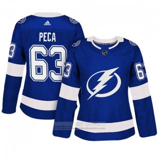 Camiseta Hockey Mujer Tampa Bay Lightning 63 Matthew Peca Primera Adizero Jugador Azul