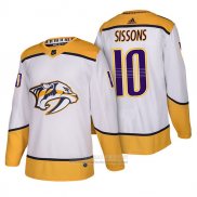 Camiseta Hockey Nashville Predators 10 Colton Sissons Autentico Segunda 2018 Blanco