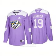 Camiseta Hockey Nashville Predators 19 Calle Jarnkrok Autentico 2018 Fights Cancer Violeta