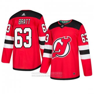 Camiseta Hockey New Jersey Devils Jesper Bratt Autentico Primera Rojo