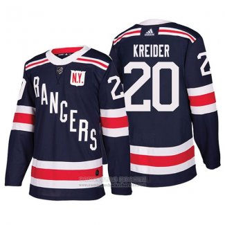 Camiseta Hockey New York Rangers 20 Chris Kreider Winter Classic Autentico 2018 Azul