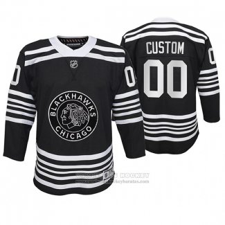 Camiseta Hockey Nino Chicago Blackhawks Personalizada Premier Alterno Negro