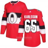 Camiseta Hockey Ottawa Senators 65 Erik Karlsson Rojo Autentico 2017 100 Classic Stitched