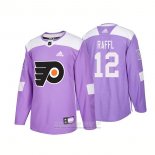 Camiseta Hockey Philadelphia Flyers 12 Michael Raffl Autentico 2018 Fights Cancer Violeta