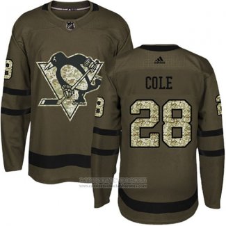 Camiseta Hockey Pittsburgh Penguins 28 Ian Cole Salute To Service 2018 Verde