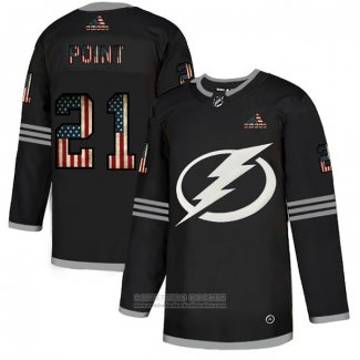 Camiseta Hockey Tampa Bay Lightning Brayden Point 2020 USA Flag Negro