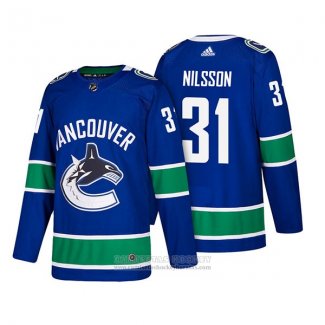 Camiseta Hockey Vancouver Canucks 31 Anders Nilsson Autentico Primera 2018 Azul