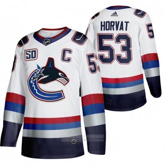 Camiseta Hockey Vancouver Canucks Bo Horvat 50 Aniversario Vintage Blanco