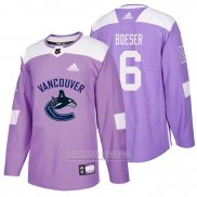 Camiseta Hockey Vancouver Canucks Brock Boeser 2018 Fights Cancer Violeta