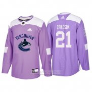 Camiseta Hockey Vancouver Canucks Loui Eriksson 2018 Fights Cancer Violeta