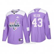 Camiseta Hockey Washington Capitals Tom Wilson Autentico 2018 Fights Cancer Violeta