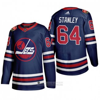 Camiseta Hockey Winnipeg Jets Logan Stanley 2019 Heritage Classic Azul