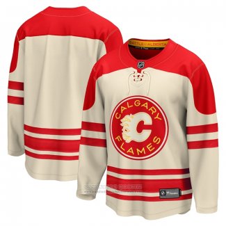 Camiseta Hockey Calgary Flames 2023 NHL Heritage Classic Premier Breakaway Crema Rojo