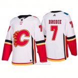 Camiseta Hockey Calgary Flames 7 T. J. Brodie Segunda Premier 2017-2018 Blanco